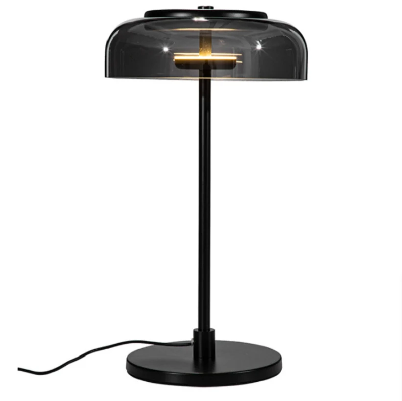Lampe de bureau LED en verre moderne minimaliste. Éclairage élégant et efficace pour votre espace de travail ou votre intérieur.