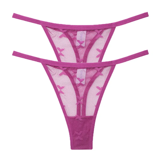 Calcinha fio-dental de malha feminina Cueca transparente Conforto e sensualidade para o dia a dia Design arejado e elegante