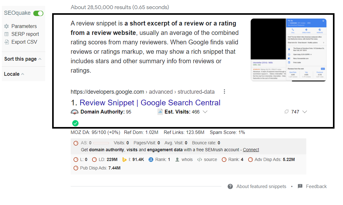 This image shows about review structured data requirements