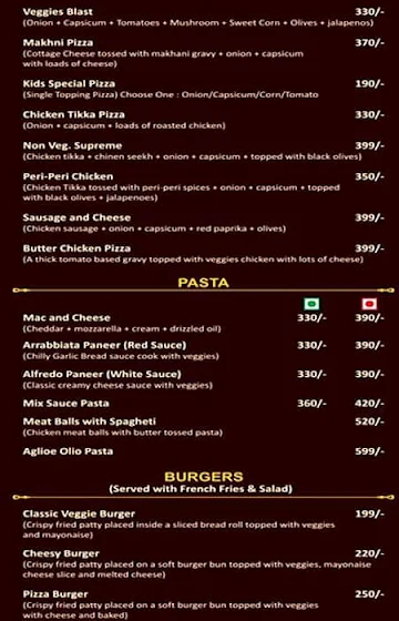 Sky Heights menu 