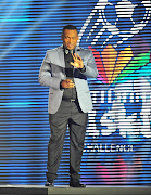 MC Robert Marawa during the 2015/16 Premier Soccer League Awards at the Emperor's Palace in Johannesburg, South Africa on May 30, 2016.