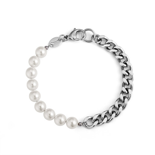 Title 3, Womens White Pearl Stitching Bracelet Titanium...