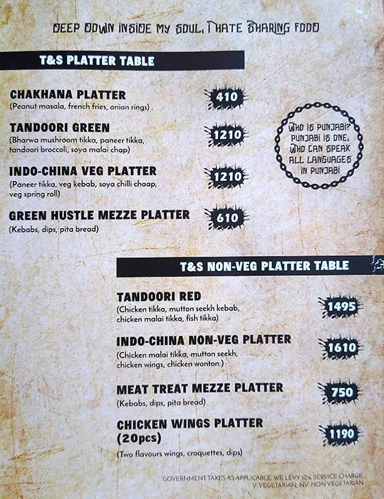 Tales & Spirits menu 