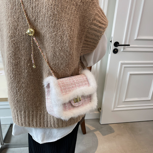 Title 7, Checked Plush Side Small Gold Bead Metal Small ...