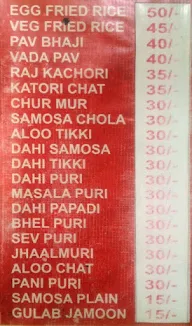 Calcutta Chats menu 1