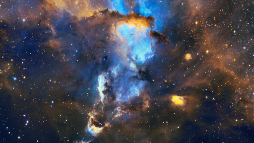 A imagem mostra a nebulosa NGC281, também chamada de "nebulosa do Pacman".