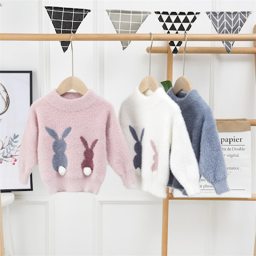 Title 8, Girls Sweater Baby Knitted Mink Velvet Long-sle...