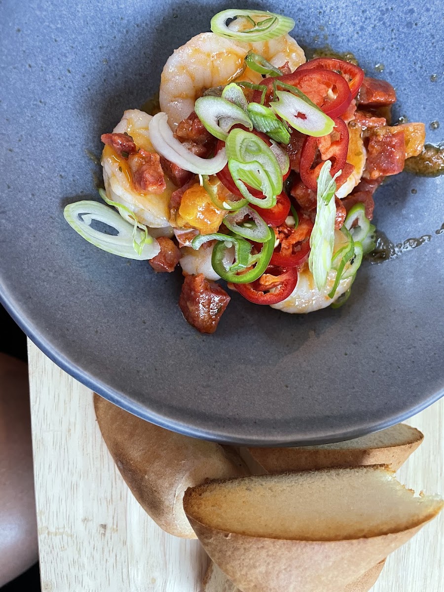 Tiger prawns with GF bread