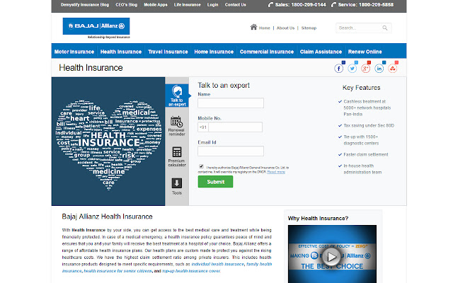 Health Insurance Bajaj chrome extension