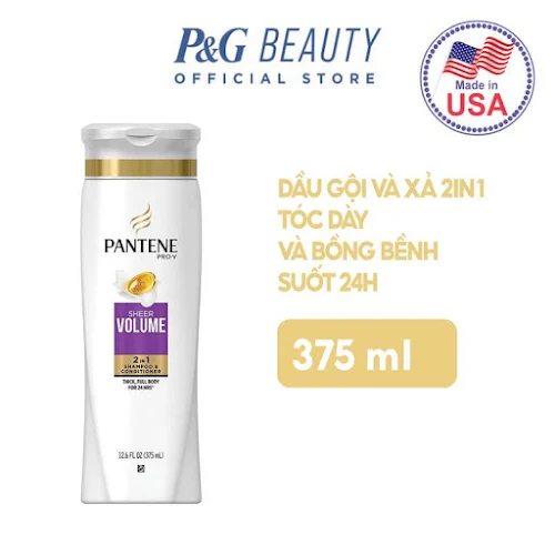 Dầu gội xả 2in1 Pantene Shampoo & Conditioner Sheer Volume 375ml - Hàng nhập khẩu - Date 05/01/2023