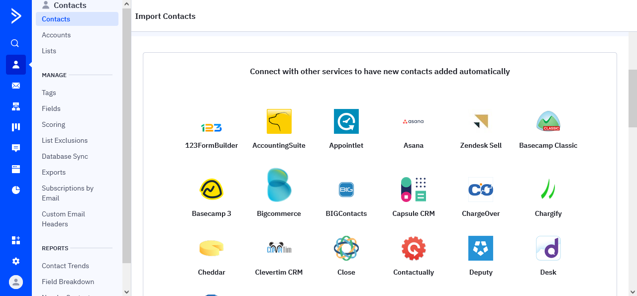 Connect with tens of services to have new contacts added automatically