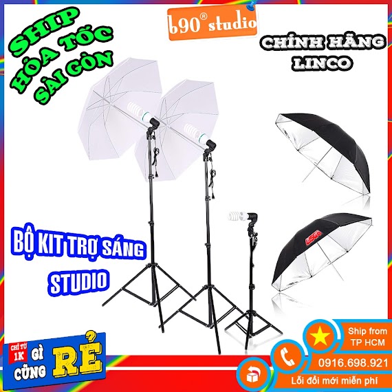 Bộ Kit Studio Chân Đứng 2M Chuôi Đèn E27 Hãng Linco Siêu Cứng Xịn, Chụp Hình Hỗ Trợ Ánh Sáng.