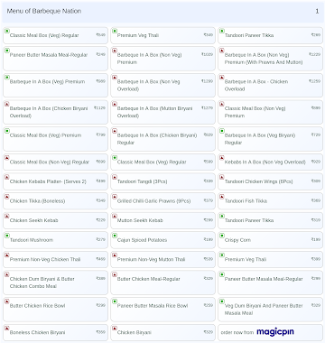 Barbeque Nation menu 