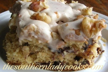 Butter Pecan Chocolate Chip Cake with Nutmeg Frosting