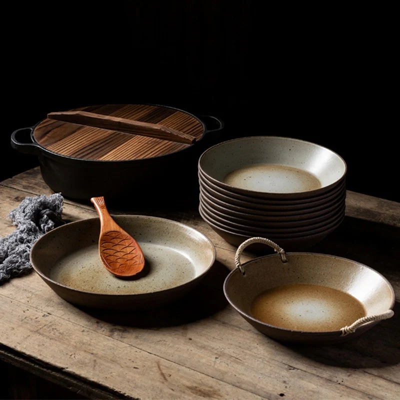 Title 7, Handmade Coarse Pottery Retro Hemp Rope Double-...
