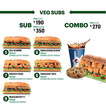 Subway menu 