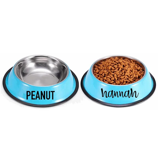 Personalized Custom Name Dog Cat Pet Water Food Bowl Pet Gift Non Slip Rubber Grip Stainless Steel Colored