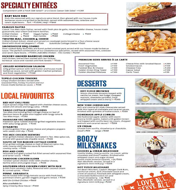 Hard Rock Cafe menu 