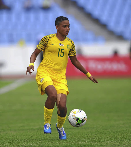 Refiloe Jane of South Africa will miss the Africa Women's Cup of Nations final against Nigeria tomorrow due to club commitments . / Sydney Mahlangu/ BackpagePix