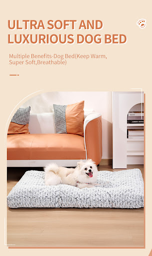Title 1, Thickened Rose Velvet Dog Bed, More Cotton, Sof...