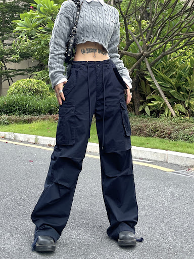 Title 6, Street Drawstring Work Casual Pants with Loose ...