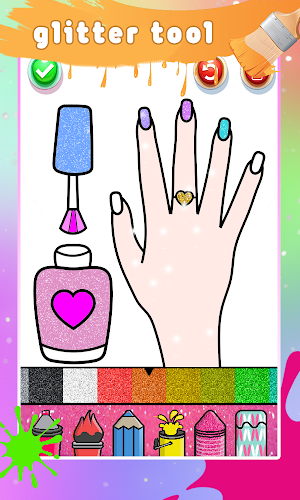 Glitter Nail Drawing Book and Coloring Game screenshot 2