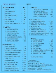 Priyas Kitcheen menu 1