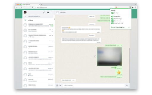 Hide for WhatsApp Web