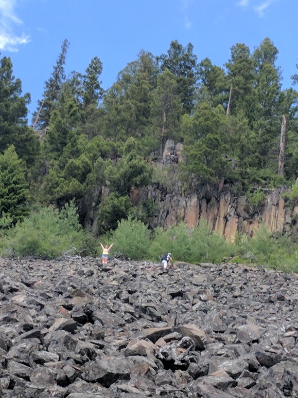 Climbing a rock field