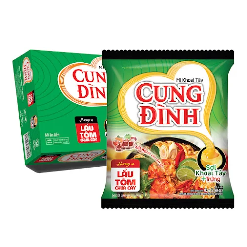 Thùng 30 gói Mì khoai tây Cung Đình Tôm chua cay 85g