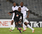 Kabelo Dlamini of Orlando Pirates scores the second goal during the CAF Confederation Cup 2021/22 match between Orlando Pirates and Royal Leopards.