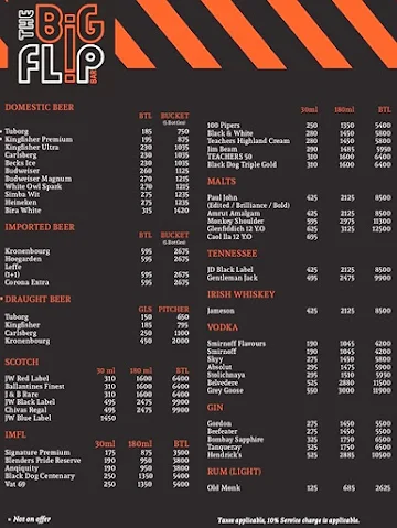 The Big Flip Bar menu 