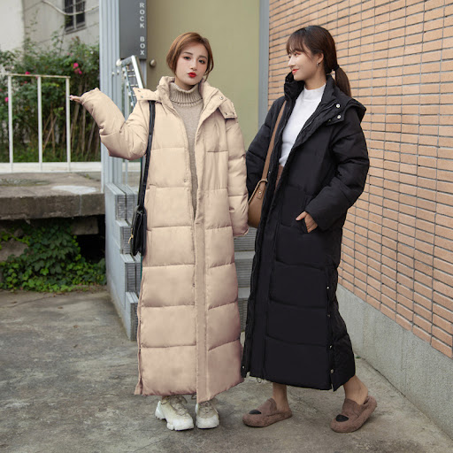Title 5, Over The Knee Long Padded Jacket Down Cotton Ho...