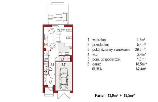 Diana B segment środkowy - Rzut parteru