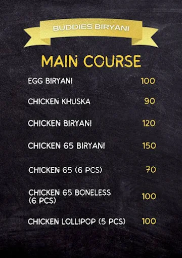 Buddies Biryani menu 