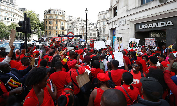 Protesters demonstrated against Ugandan president Yoweri Museveni outside Uganda House in London, UK, last week.