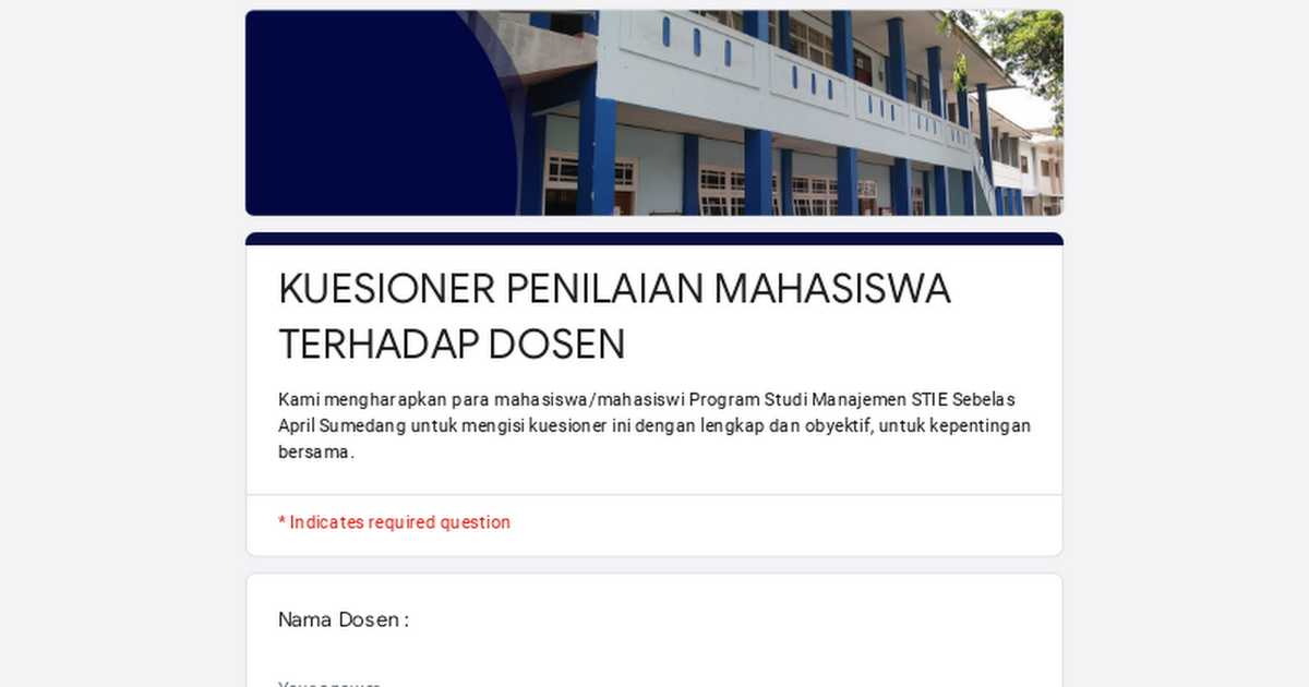 KUESIONER PENILAIAN MAHASISWA TERHADAP DOSEN