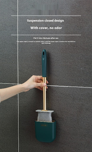 Title 14, Wall Mounted Silicone Toilet Brush with No Dead...