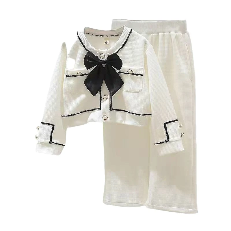Ensemble deux pièces coréen tendance pour enfants, manteau et haut, tailles moyennes et grandes, vêtement enfant stylé et confortable