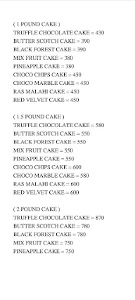 Anytime Cakes Bakery menu 1