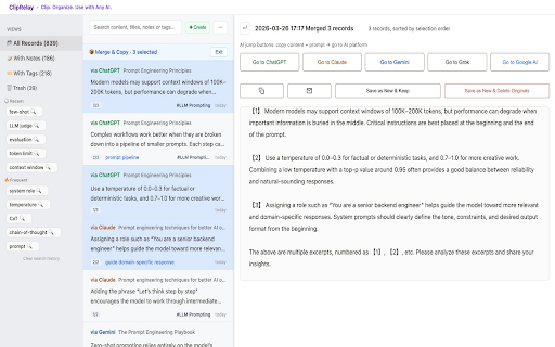 ClipRelay – Save, Merge & Relay AI Answers screenshot 1