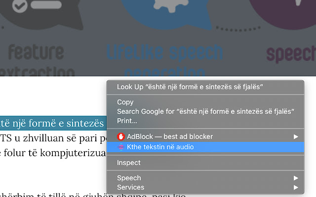 Zeri - Kthe cdo tekst ne audio ne shqip chrome extension