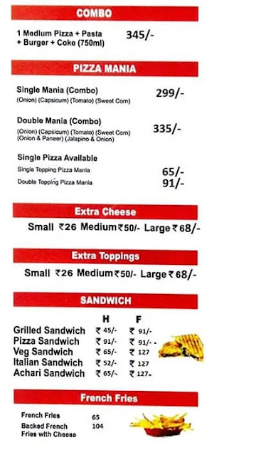 Ziddi Cafe menu 