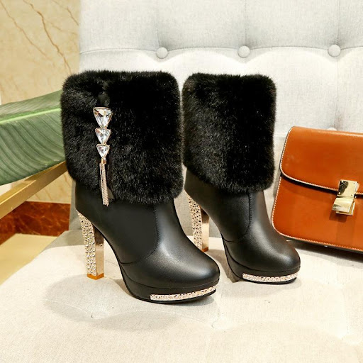 Title 5, Womens Thick Heel Round Toe Short Tube Martin ...