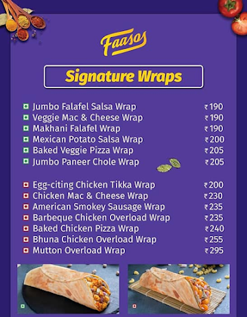 Faasos Signature Wraps & Rolls menu 