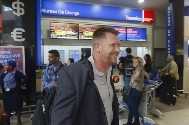 Coach Eric Tinkler arriving during the SuperSport United arrival and media conference at OR Tambo International Airport on October 24, 2017 in Johannesburg, South Africa.