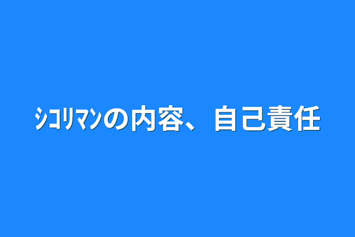 「ｼｺﾘﾏﾝの内容、自己責任」のメインビジュアル