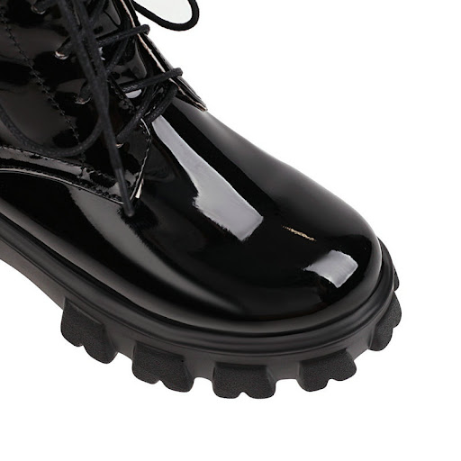 Title 2, Patent Leather Martin Boots Fashion Front Lace-...