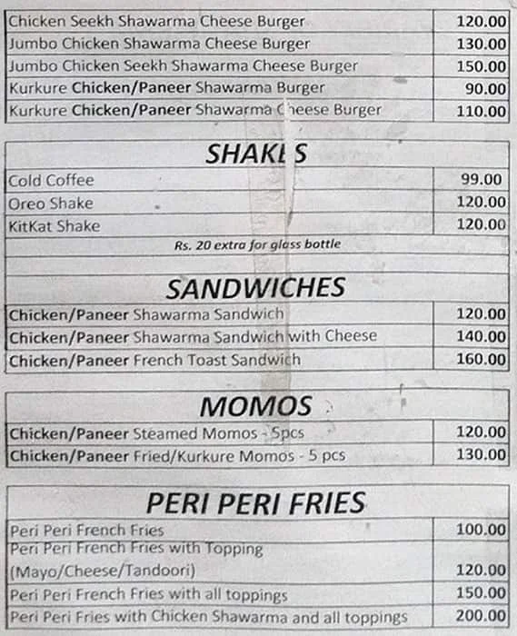 Variety of Shawarma's menu 