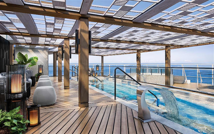 Relax at the sheltered Vista Spa Pool aboard Oceania's Vista.